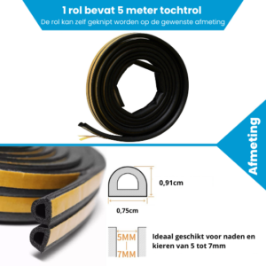 tochtstrip zwart 5 meter