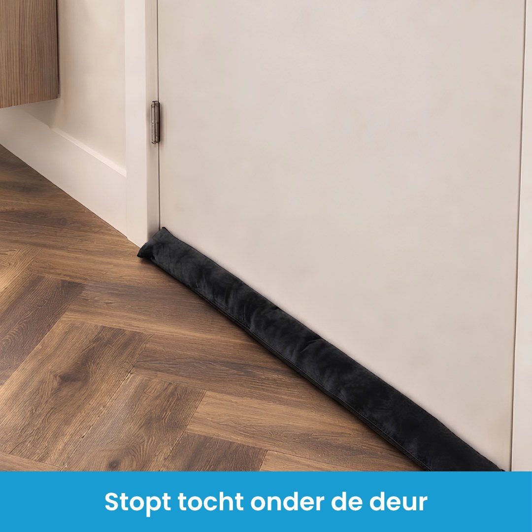 Tochtworst voor de deur in zwart als tochtstopper onder de deur